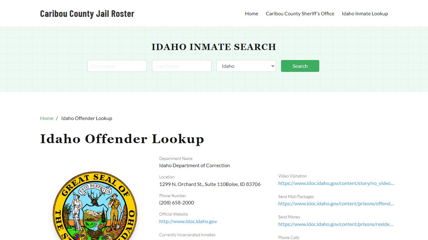 Idaho Inmate Search, Jail Rosters - Caribou County Jail