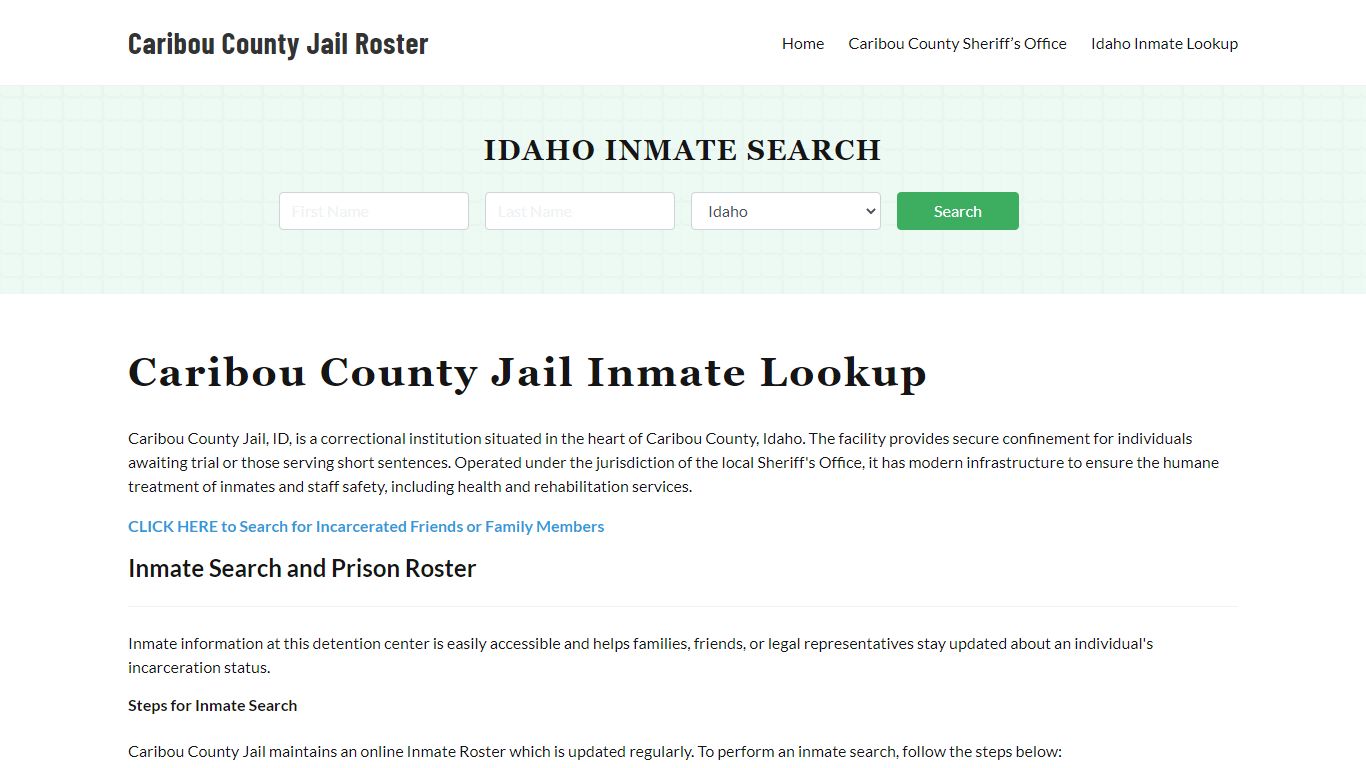 Caribou County Jail Roster Lookup, ID, Inmate Search