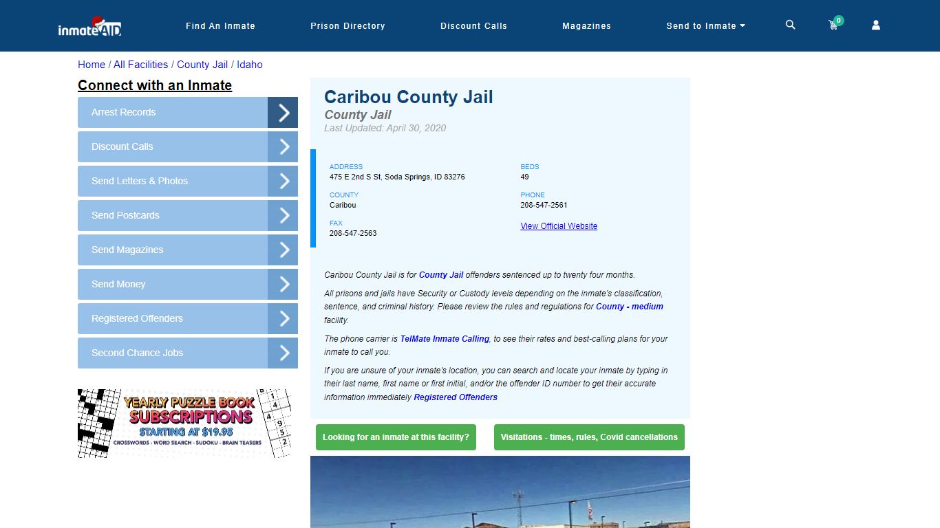 Caribou County Jail - Inmate Locator - Soda Springs, ID